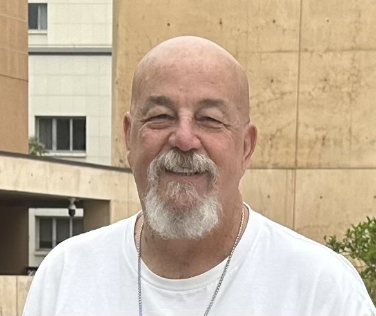 Image of Doug Cramer standing on the Plaza of the Cathedral of Our Lady of the Angles